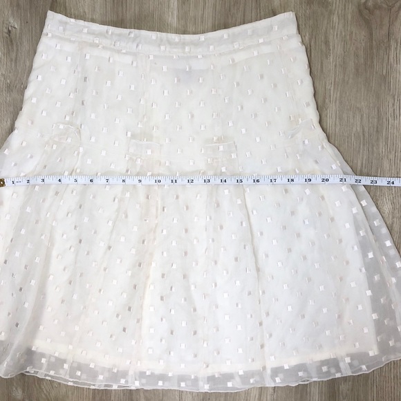 Tory Burch Pleated Embroidered Organza Skirt Ivory - Picture 12 of 12